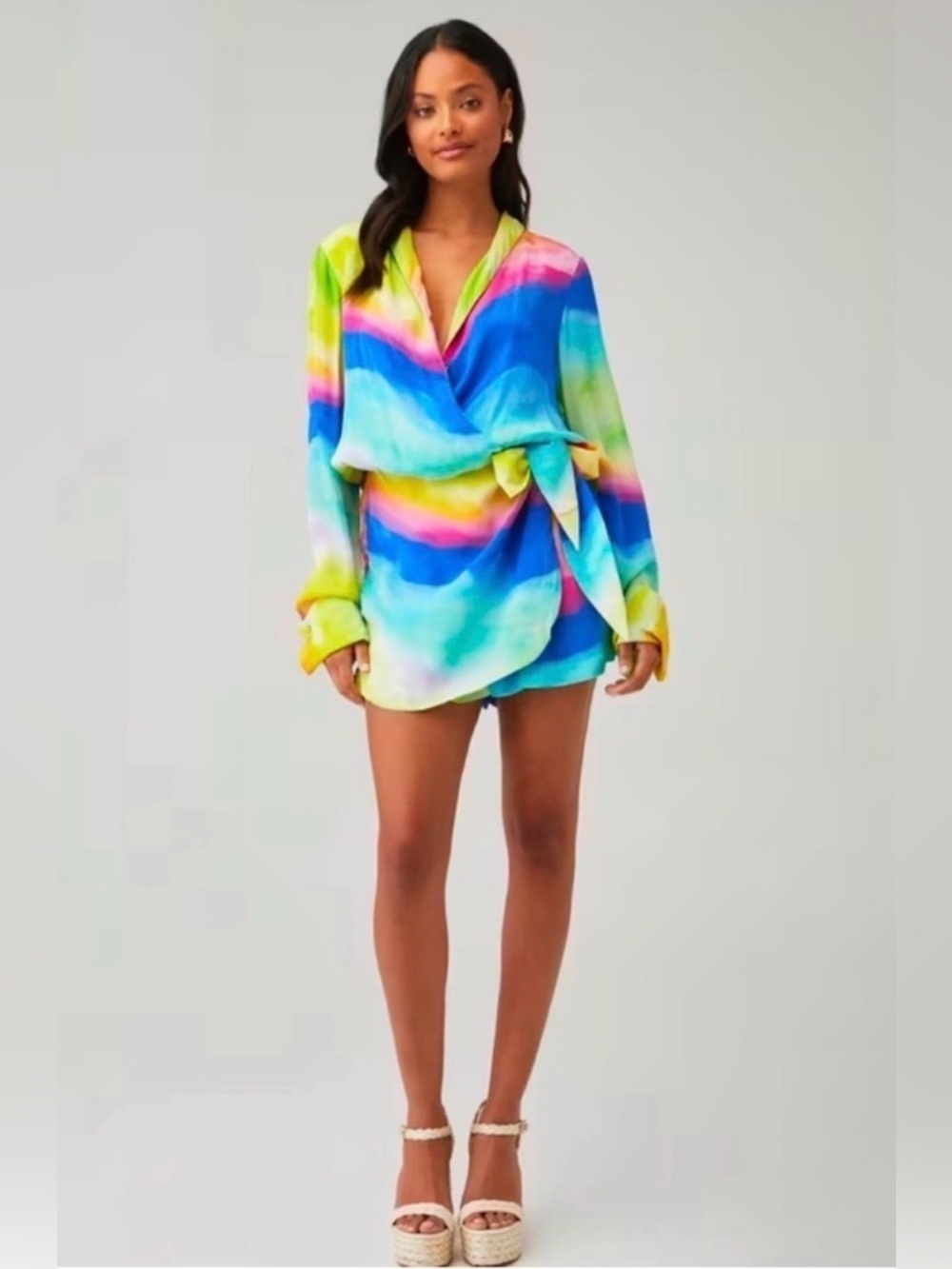 Rococo Sand Rainbow Tie-Dye Wrap romper